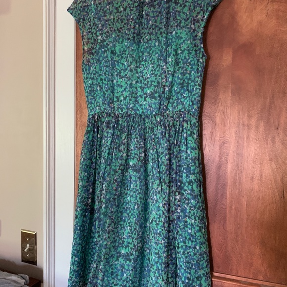J. Crew silk green/blue abstract dot dress, size 4 - Picture 2 of 4
